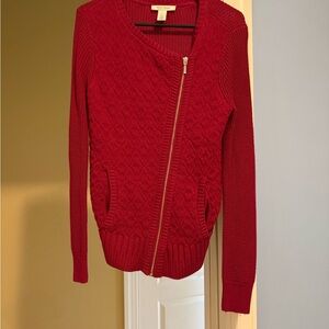 White House Black Market Red Textured Cardigan